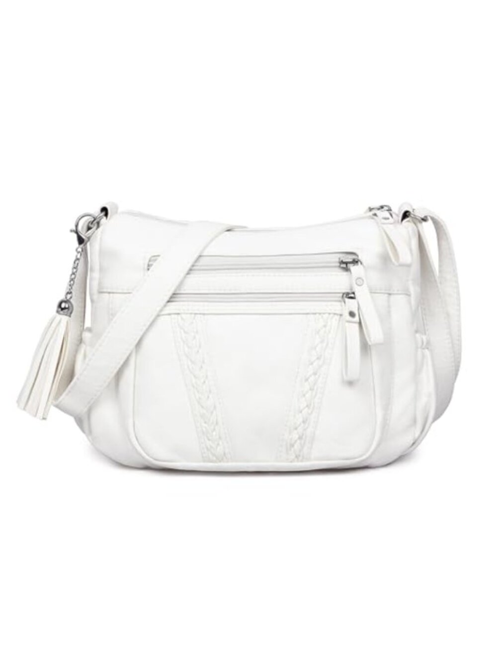 PU Leather Crossbody Bag with Tassel Adjustable Strap Hobo Purse